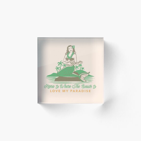 Artikelvorschau, Home Is Where The Beach Is. Illustration and text design. Mermaid. entworfen und verkauft von FOODIESART.