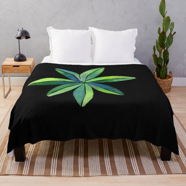 Item preview, Tropical Umbrella Plant Modern Watercolor Illustration with a black background designed and sold by Sandra Connelly.