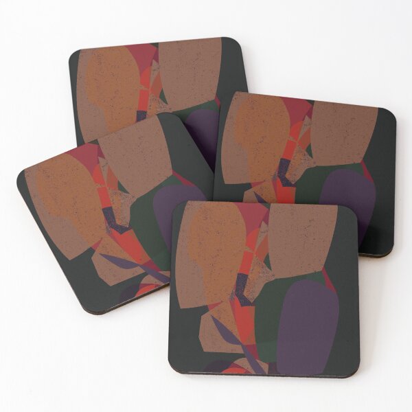 Item preview, Abstract modern shapes with structure black red purple green designed and sold by Nadezda Kravcenko.