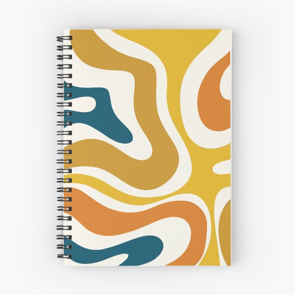 Item preview, Retro Modern Liquid Swirl Abstract Pattern Square in Mustard, Orange, Ochre, Blue, and Cream designed and sold by kierkegaard.