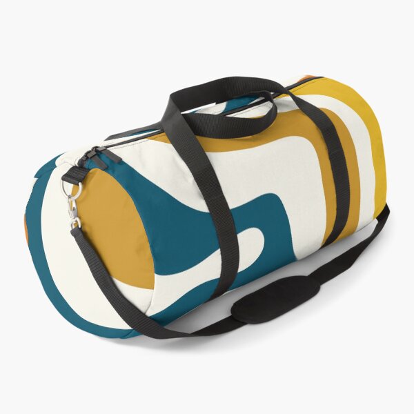 Item preview, Retro Modern Liquid Swirl Abstract Pattern Square in Mustard, Orange, Ochre, Blue, and Cream designed and sold by kierkegaard.