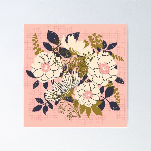 Aperçu de l'œuvre Bouquet floral ~ sur rose créée et vendue par RetroRudolphs.