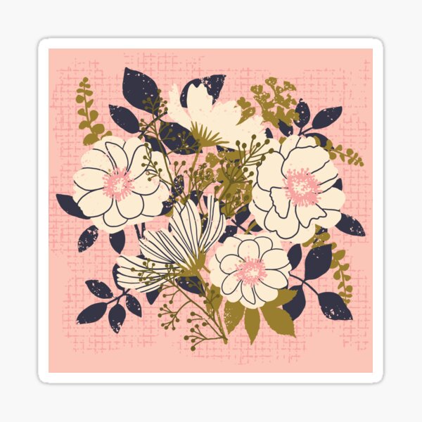 Floral Bouquet ~ on pink Sticker