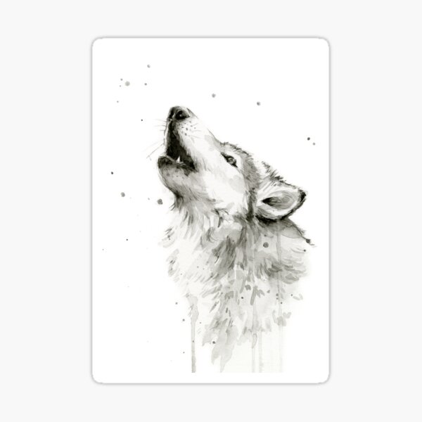 Wolf Howling Watercolor Sticker