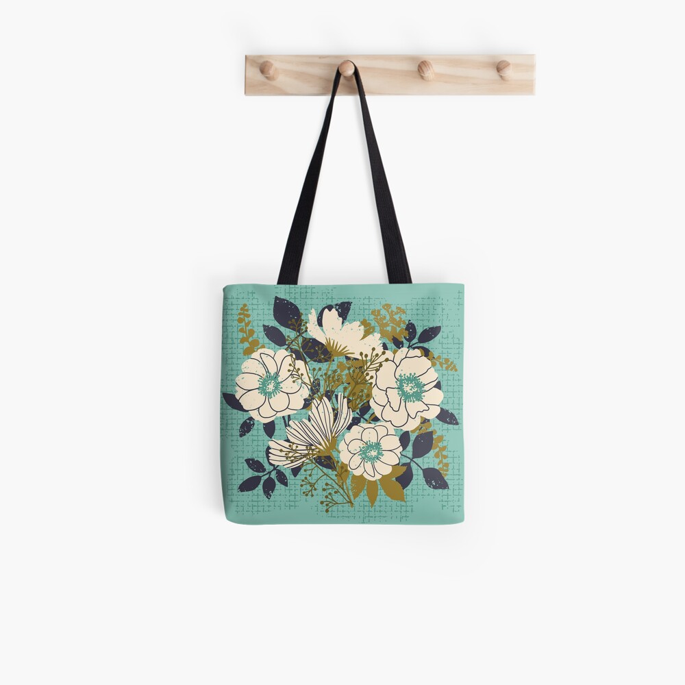 Floral Bouquet ~ on turquoise Tote Bag