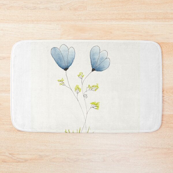 Item preview, Two Blue Flowers in Pen Ink and Watercolor designed and sold by The Elderberry Blossom.