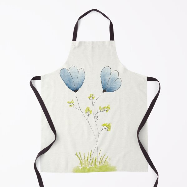 Item preview, Two Blue Flowers in Pen Ink and Watercolor designed and sold by The Elderberry Blossom.