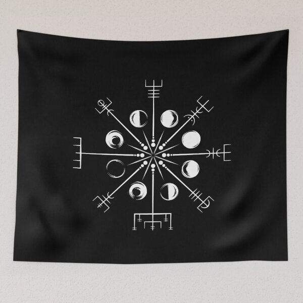 Aperçu de l'œuvre Boussole viking païenne nordique Vegvisir Moon créée et vendue par BluePagan.