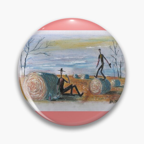 Item preview, Aussie outback artwork showing farm workers in sorghum field designed and sold by Al Benge - NZ & Australian Art.