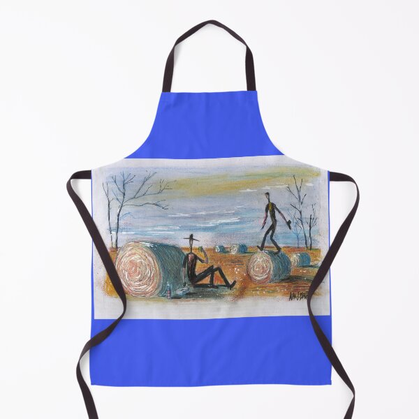 Item preview, Aussie outback artwork showing farm workers in sorghum field designed and sold by Al Benge - NZ & Australian Art.