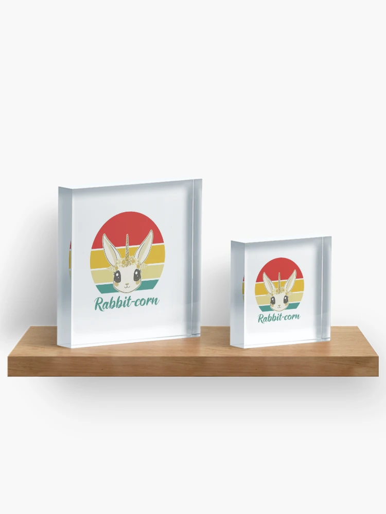 Thumbnail 3 of 5, Acrylic Block, Rabbit Unicorn / Rabbit-corn designed and sold by Designs-RZ.