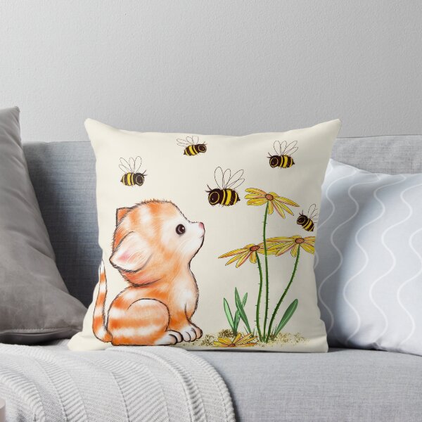 Item preview, Lindo animal jengibre gatito gato abeja flores designed and sold by fluffibee.
