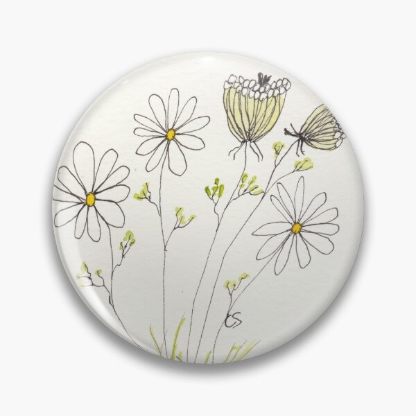 Item preview, Queen Anne's Lace and Daisies in Pen Ink and Watercolor designed and sold by The Elderberry Blossom.