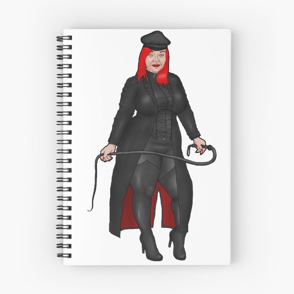 Item preview, Pin-up red-haired BBW dominatrix in catsuit and coat designed and sold by PinUpsandPulp.