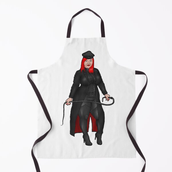 Item preview, Pin-up red-haired BBW dominatrix in catsuit and coat designed and sold by PinUpsandPulp.