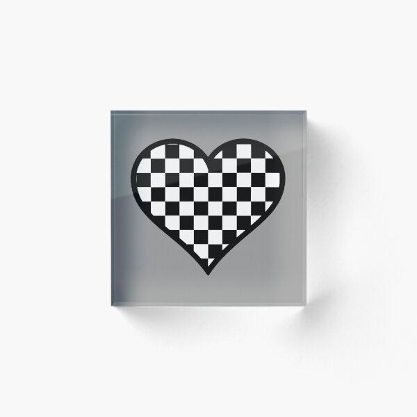Item preview, Corazón de patrón de damas blanco y negro designed and sold by Bumblefuzzies.