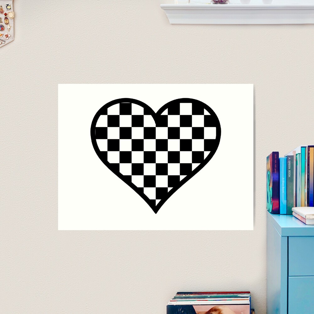 Society6 ケース Black Based White Heart Black and Grey Heart Printable Wall Art, Trendy Heart