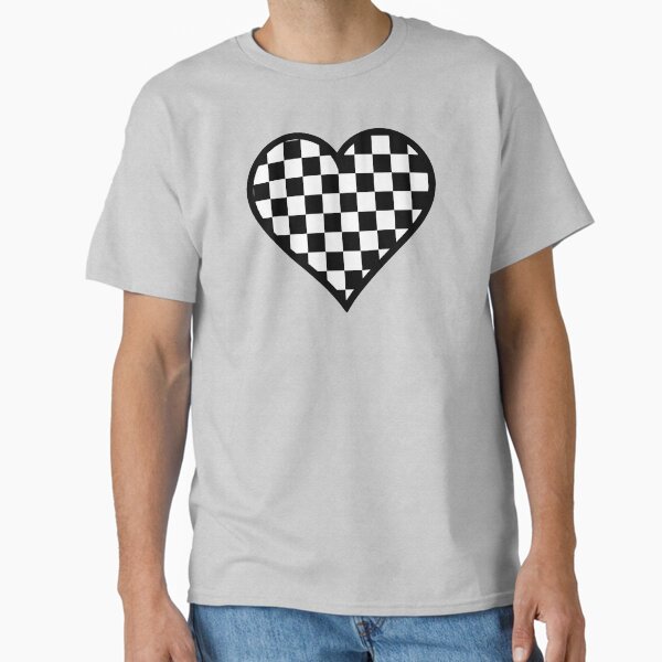 Vista previa del artículo con la obra «Corazón de patrón de damas blanco y negro», diseñado y vendido por Bumblefuzzies.
