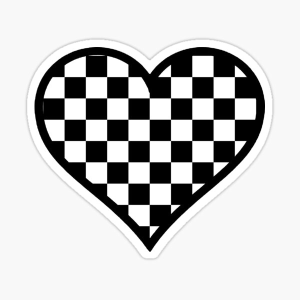 Item preview, Black and White Checker Pattern Heart designed and sold by Bumblefuzzies.