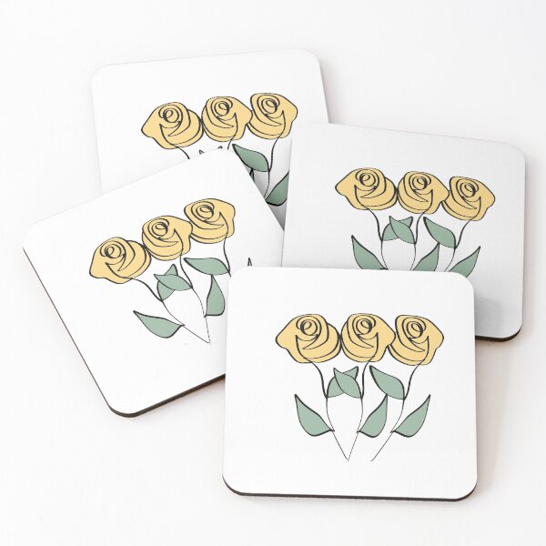 Item preview, One line art flowers, yellow roses designed and sold by SJAPhoto.