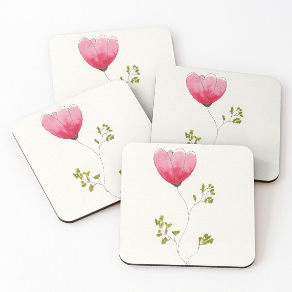 Item preview, One Pink Flower in Pen Ink and Watercolor designed and sold by The Elderberry Blossom.