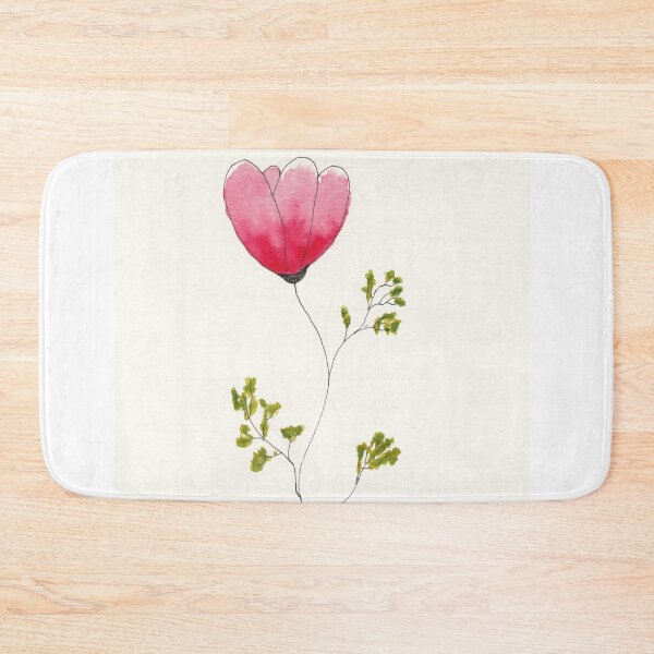 Item preview, One Pink Flower in Pen Ink and Watercolor designed and sold by The Elderberry Blossom.