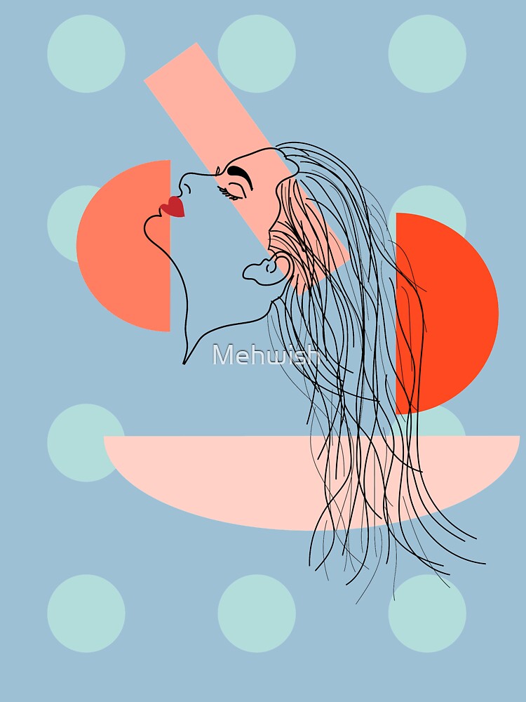 Abstract woman face line drawing minimal by Mehwish