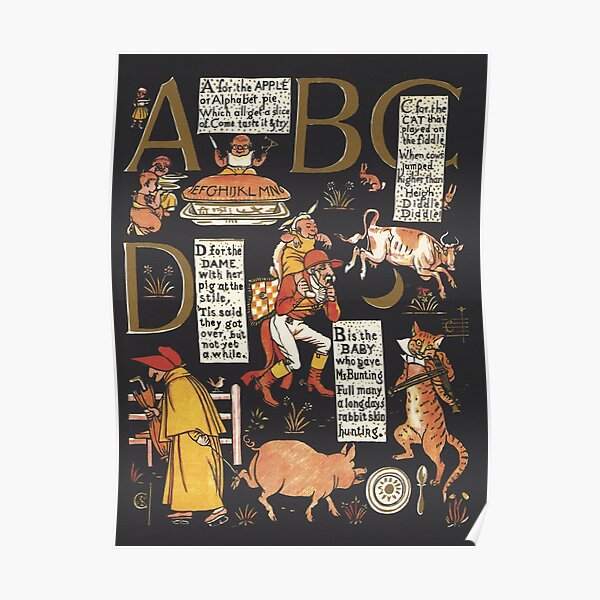 Walter Crane Alphabet Book - ABCD Poster