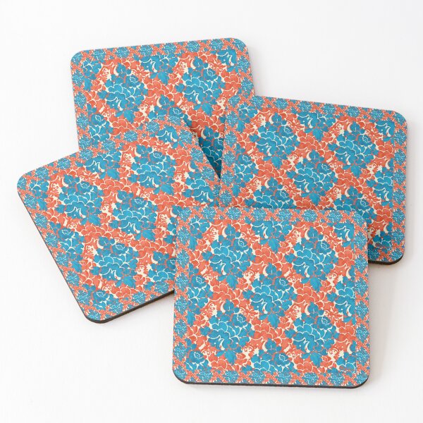 Item preview, Coral and Teal Brush Damask designed and sold by MeganSteer.
