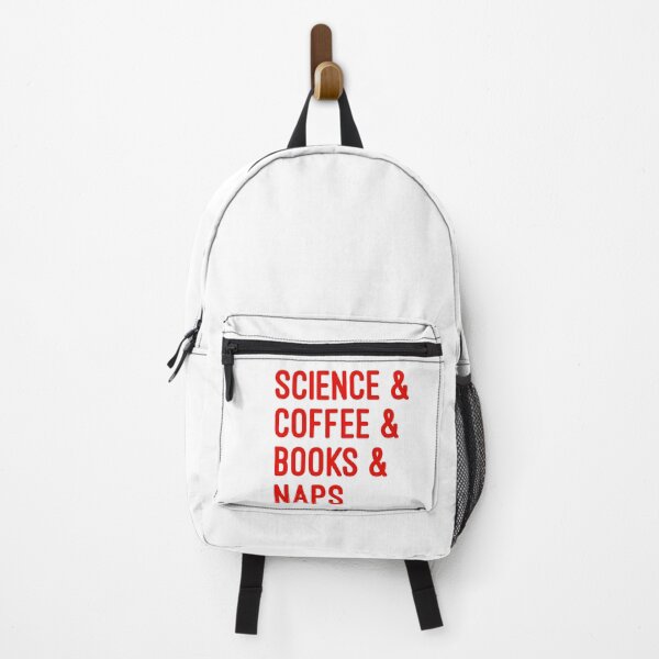 Item preview, Coffee and science and books and naps red font on white background designed and sold by UncleStuScience.