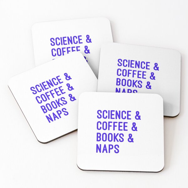 Item preview, Coffee and science and books and naps blue font on white background designed and sold by UncleStuScience.
