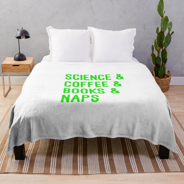 Item preview, Coffee and science and books and naps green font on white background designed and sold by UncleStuScience.