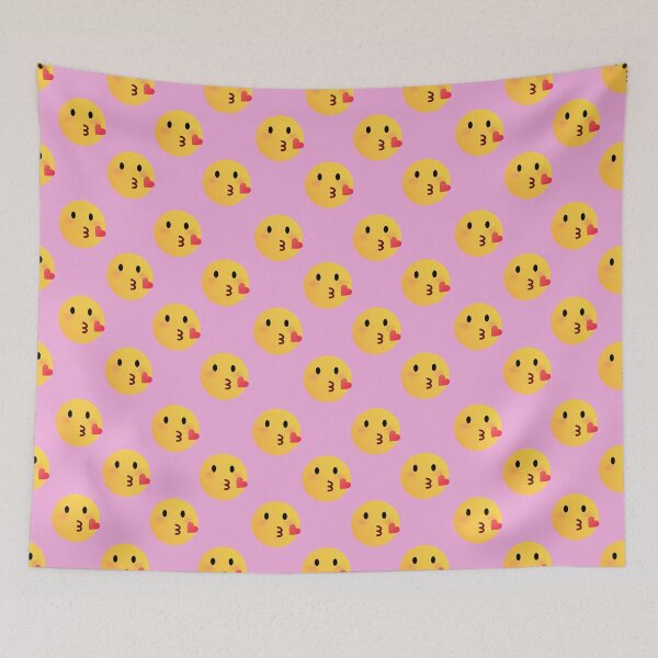 Item preview, Pattern emoji kiss | Happy kiss Face | heart | pink background by asdev designed and sold by asdev.