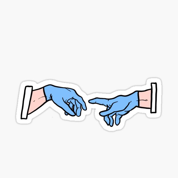 Michelangelo: Erschaffung Adams (Blaue Handschuhe) Sticker