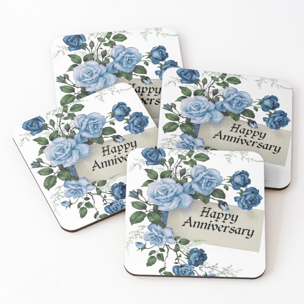 Item preview, Happy anniversary design blue roses designed and sold by HumanwreckageRB.