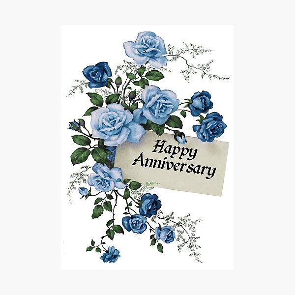 Item preview, Happy anniversary design blue roses designed and sold by HumanwreckageRB.