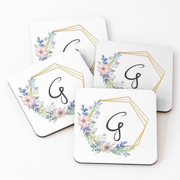 Item preview, Floral monogram with golden frame letter G designed and sold by JustSeasons.