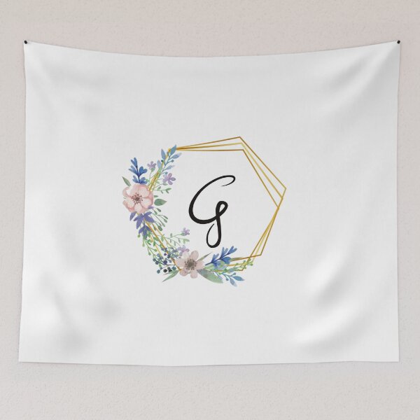 Item preview, Floral monogram with golden frame letter G designed and sold by JustSeasons.