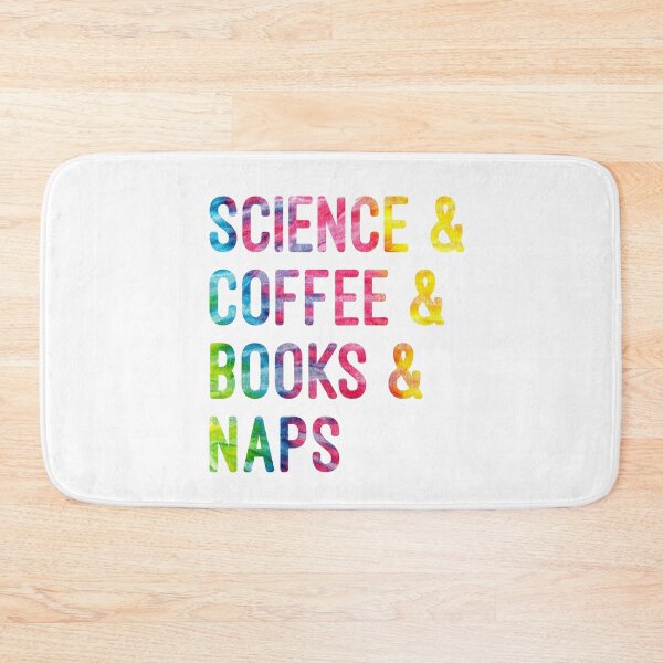 Item preview, Coffee and science and books and naps tie dye on white background designed and sold by UncleStuScience.