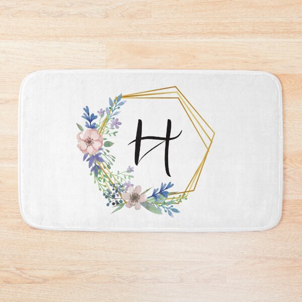 Item preview, Floral monogram with golden frame letter H designed and sold by JustSeasons.