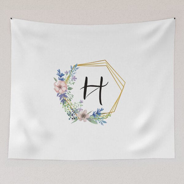 Item preview, Floral monogram with golden frame letter H designed and sold by JustSeasons.