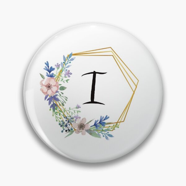 Item preview, Floral monogram with golden frame letter I designed and sold by JustSeasons.
