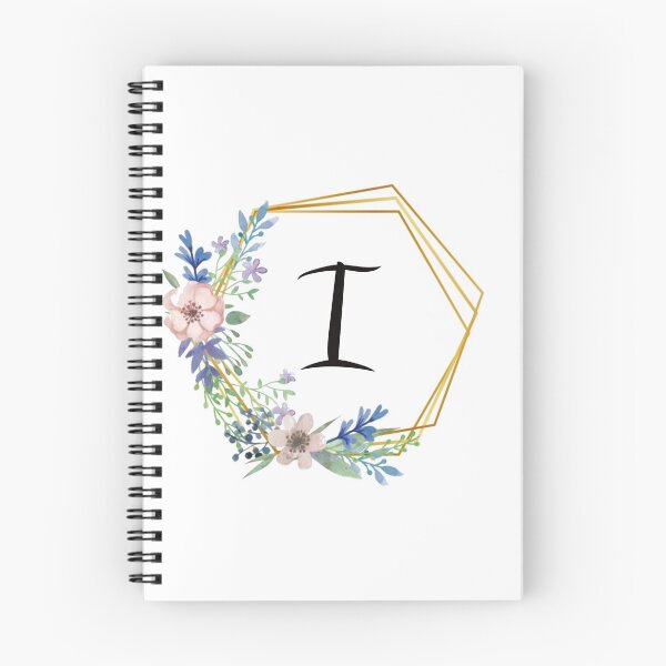 Item preview, Floral monogram with golden frame letter I designed and sold by JustSeasons.