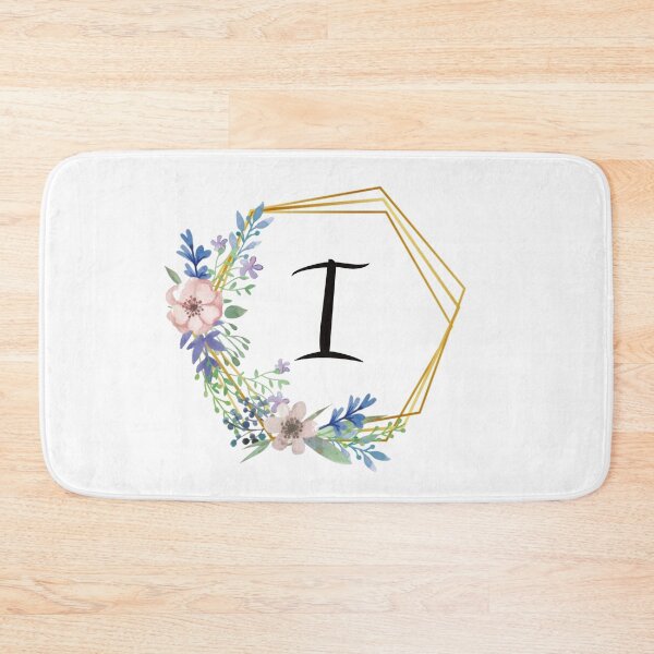 Item preview, Floral monogram with golden frame letter I designed and sold by JustSeasons.