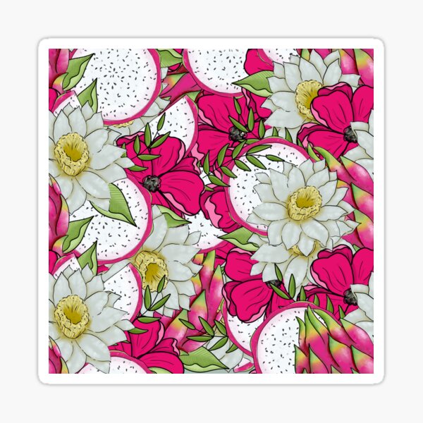 Dragon Fruit Floral Print Sticker