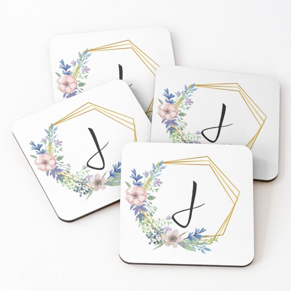 Item preview, Floral monogram with golden frame letter J designed and sold by JustSeasons.