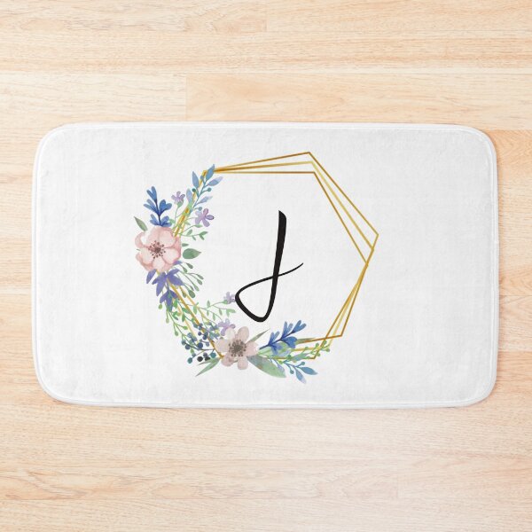 Item preview, Floral monogram with golden frame letter J designed and sold by JustSeasons.