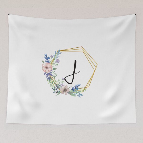Item preview, Floral monogram with golden frame letter J designed and sold by JustSeasons.
