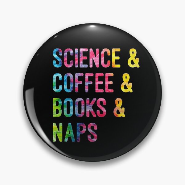 Item preview, Coffee and science and books and naps tie dye on black background designed and sold by UncleStuScience.