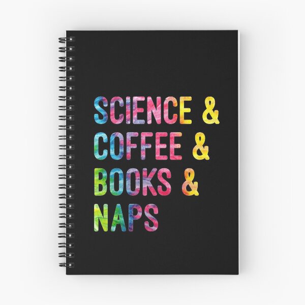 Item preview, Coffee and science and books and naps tie dye on black background designed and sold by UncleStuScience.